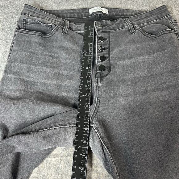 Carley Jean Los Angelos Danny Skinny Jeans Womens 2X Black Button Fly Stretch - Picture 3 of 10